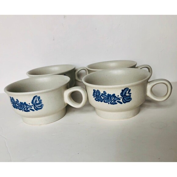 VINTAGE PFALTZGRAFF YORKTOWNE FLAT CUPS 4 PC. COFFE/TEA STONE MUGS - Picture 6 of 8